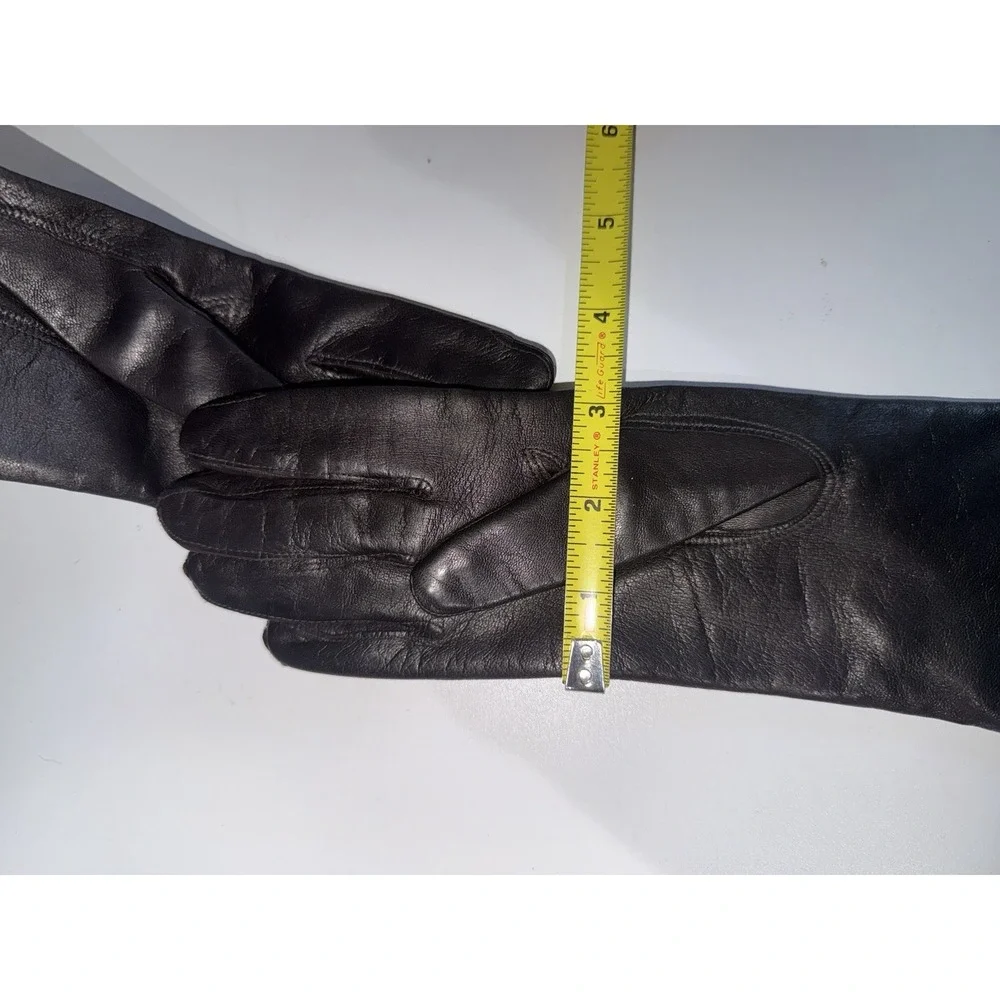 Vintage Womens Size M / 7 Black Soft Leather Formal Long Gloves Lined